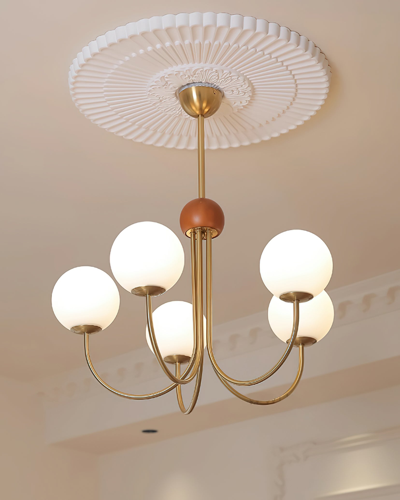 Candil Modern Brass and Globe Glass Chandelier - Letslighting
