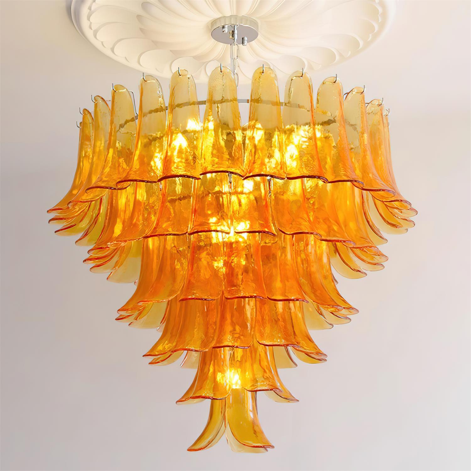Valier Chandelier Layered Glass Petals - Letslighting