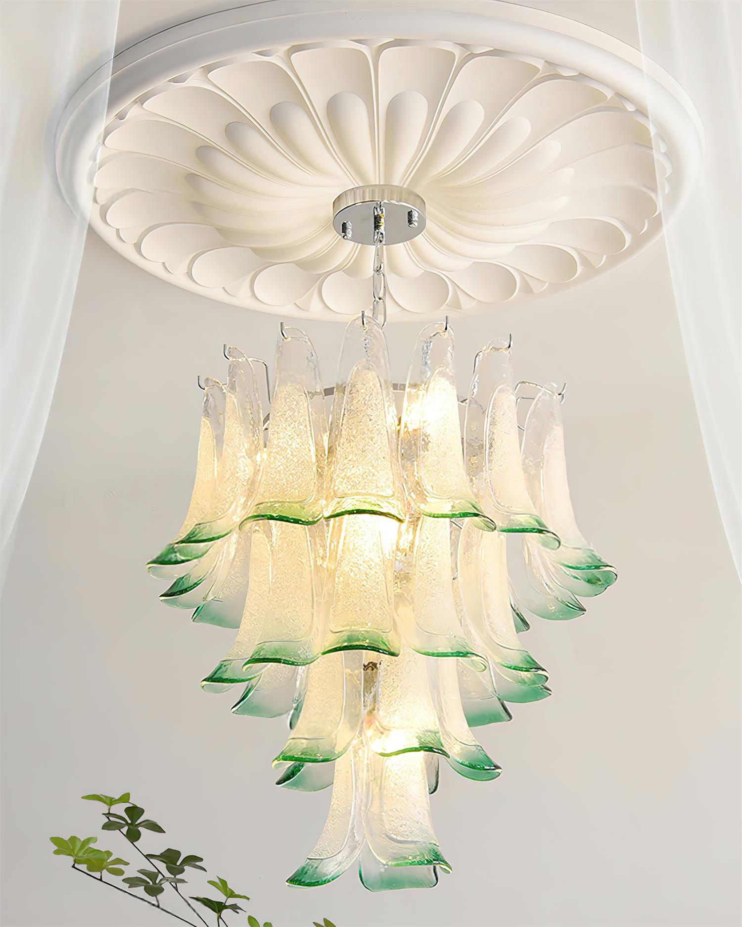 Valier Chandelier Layered Glass Petals - Letslighting