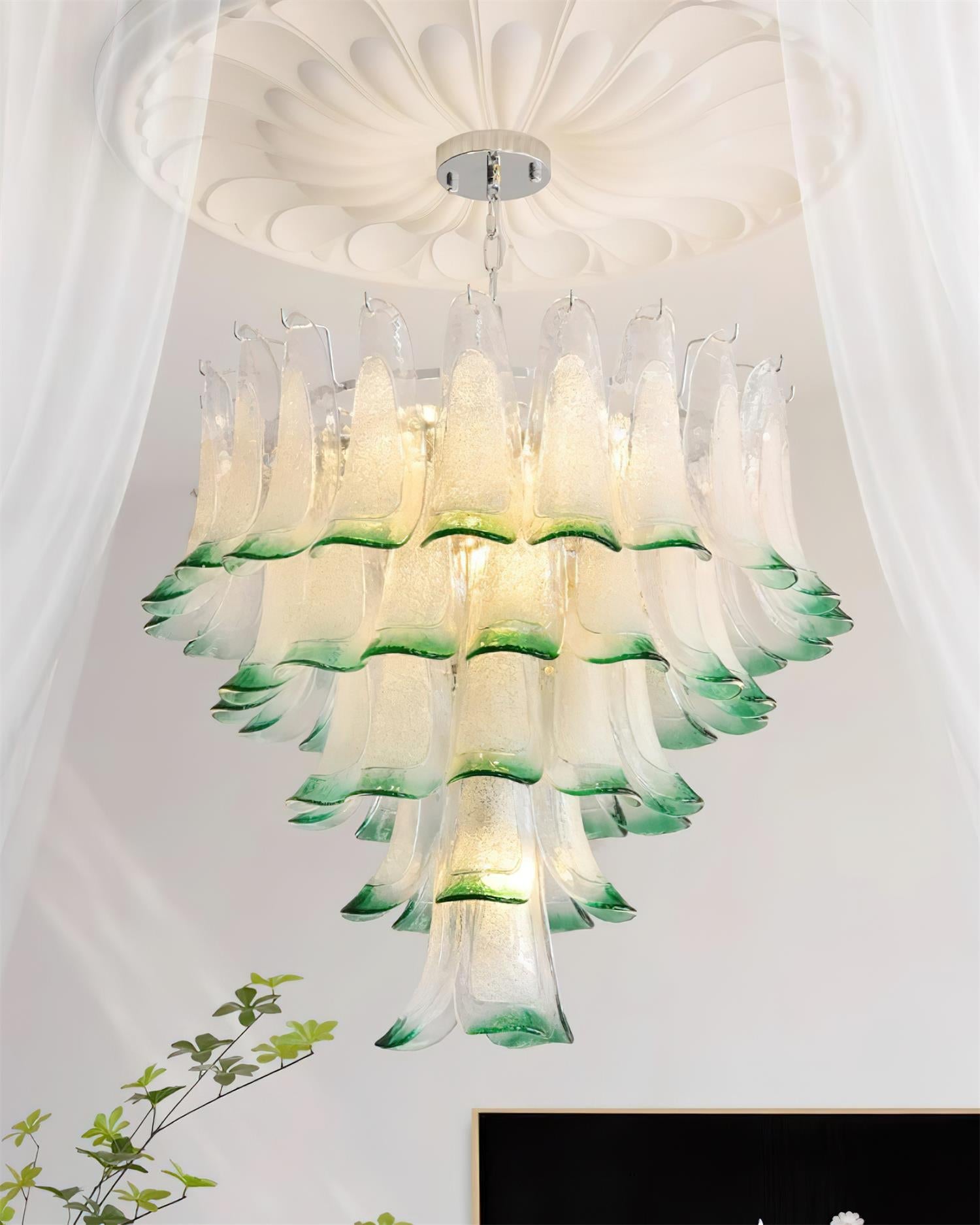 Valier Chandelier Layered Glass Petals - Letslighting