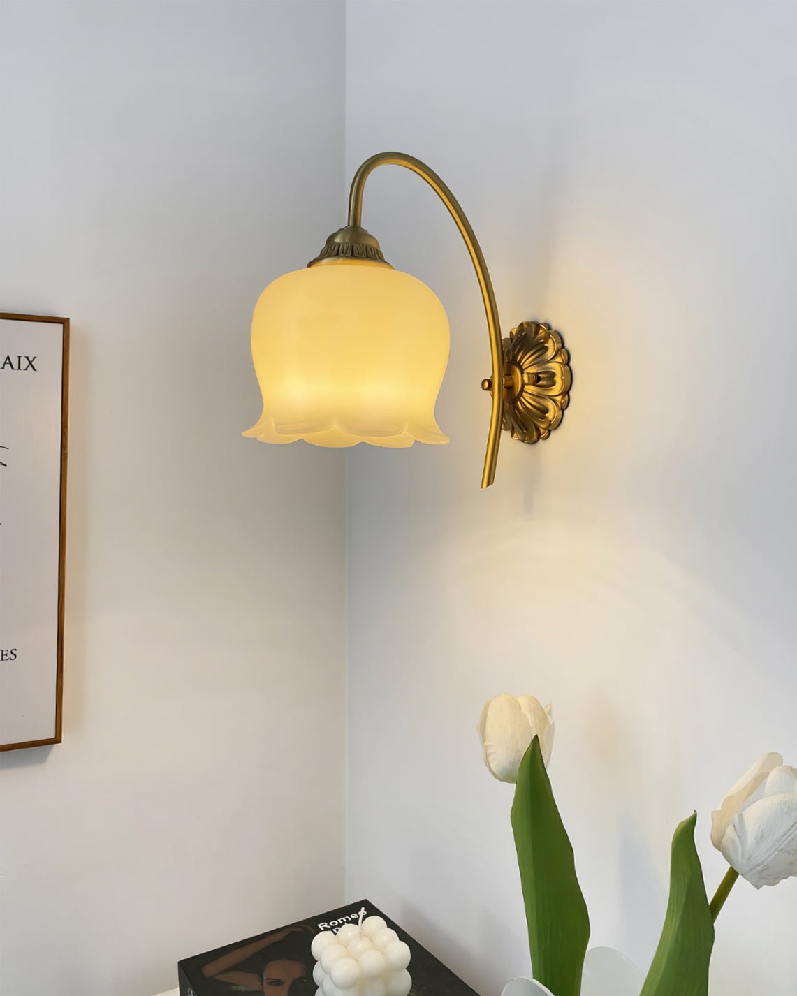 Vivinir Art Flower Brass Resin Wall Lamp - Letslighting