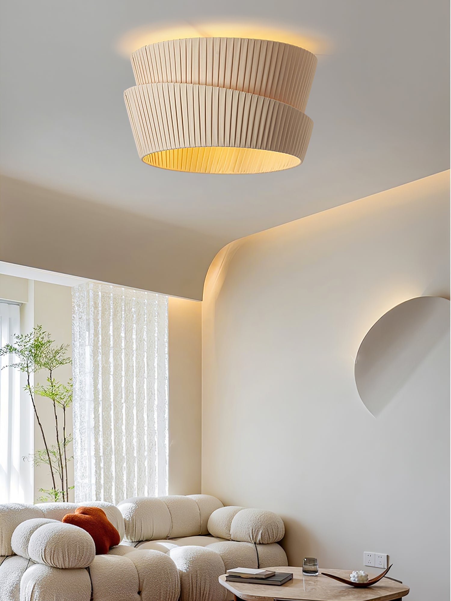Zethayra Natural Unique Twist Fabric Ceiling Lamp - Letslighting