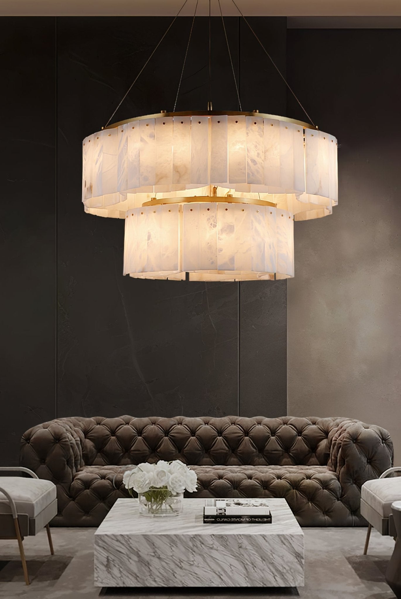 Ilveliel Double Tier Alabaster Pendant Light