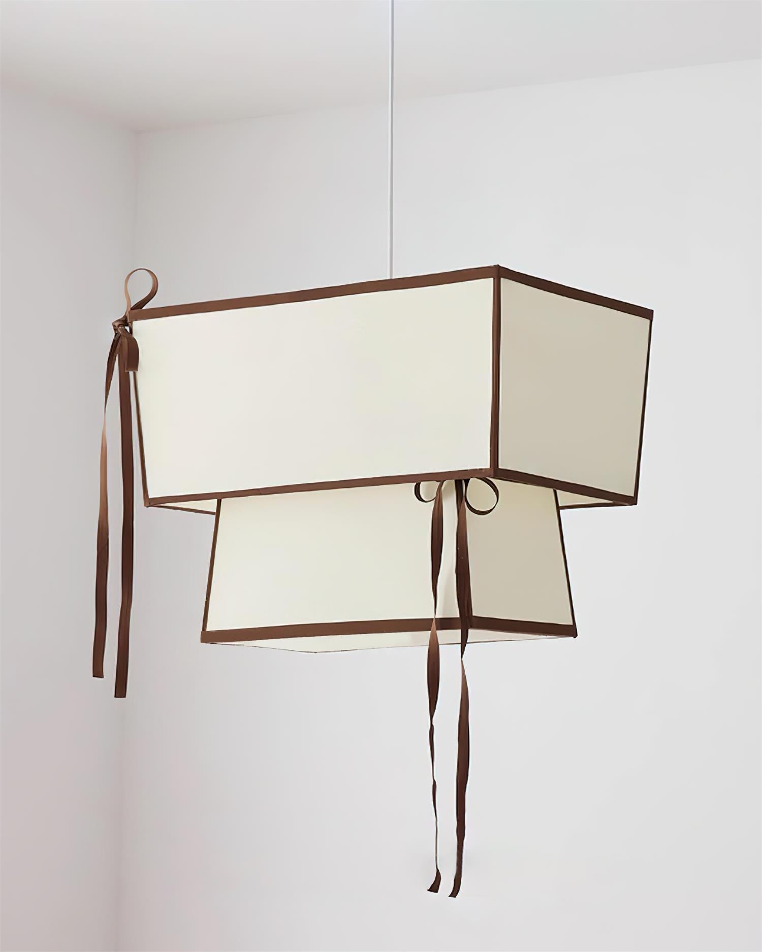 Velina Pendant Lamp Layered Rectangular Shades & Ribbon - Letslighting