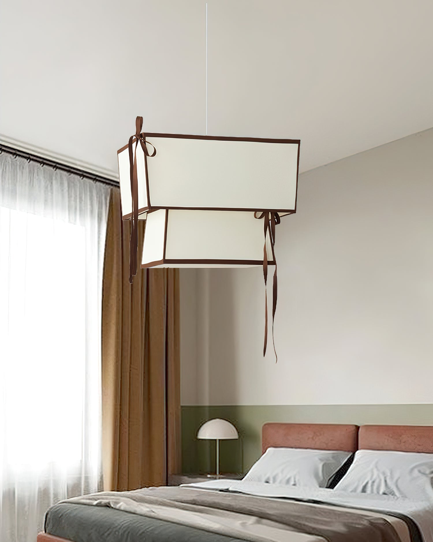 Velina Pendant Lamp Layered Rectangular Shades & Ribbon - Letslighting