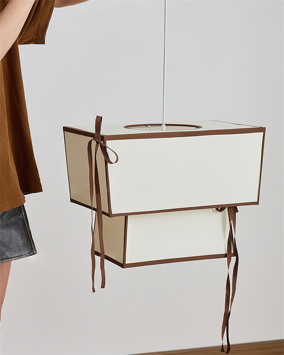 Velina Pendant Lamp Layered Rectangular Shades & Ribbon - Letslighting