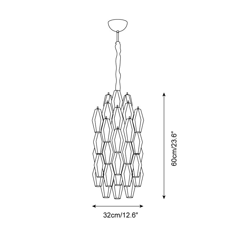 Velthra Pendant Lamp with Faceted Glass Cascade - Letslighting