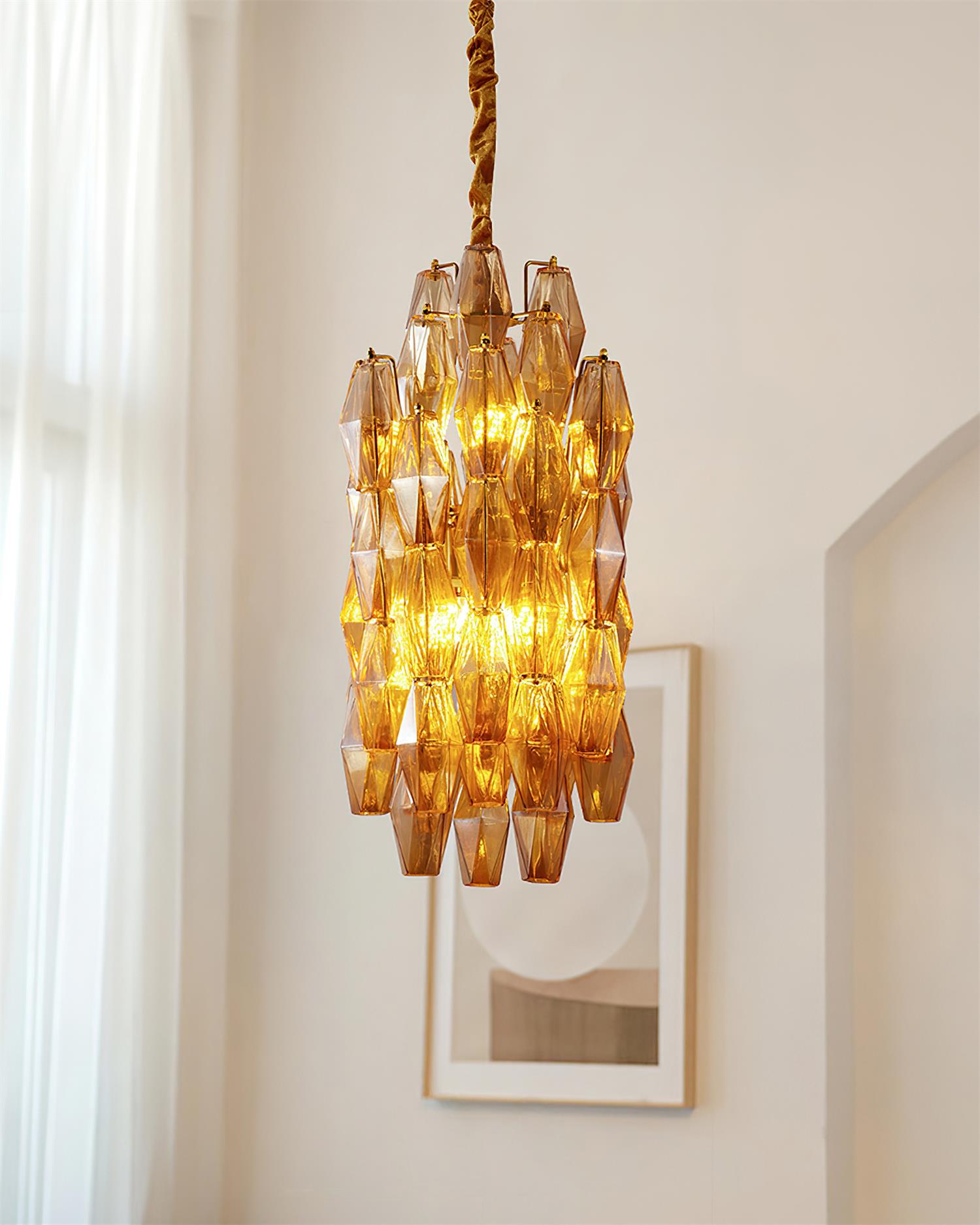 Velthra Pendant Lamp with Faceted Glass Cascade - Letslighting