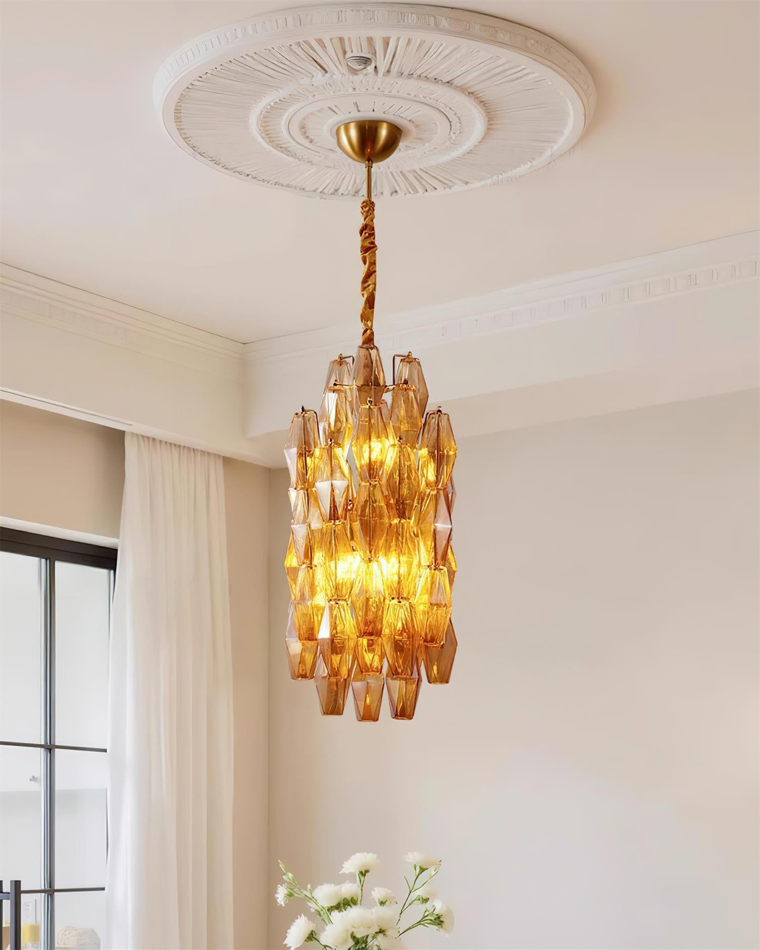 Velthra Pendant Lamp with Faceted Glass Cascade - Letslighting