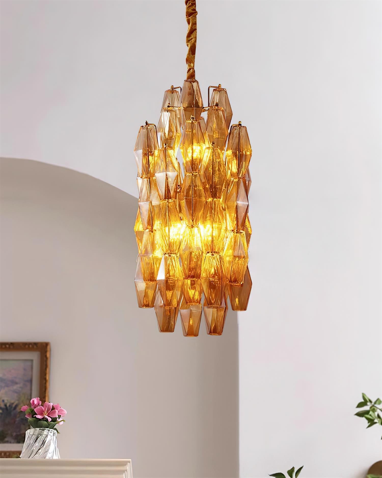 Velthra Pendant Lamp with Faceted Glass Cascade - Letslighting