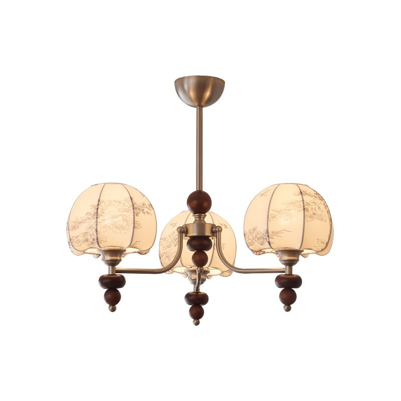 Comirisra Premium Traditional Petal Fabric Wood Chandelier - Letslighting