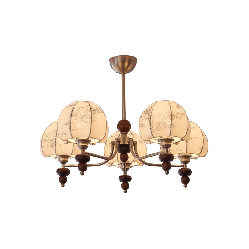 Comirisra Premium Traditional Petal Fabric Wood Chandelier - Letslighting