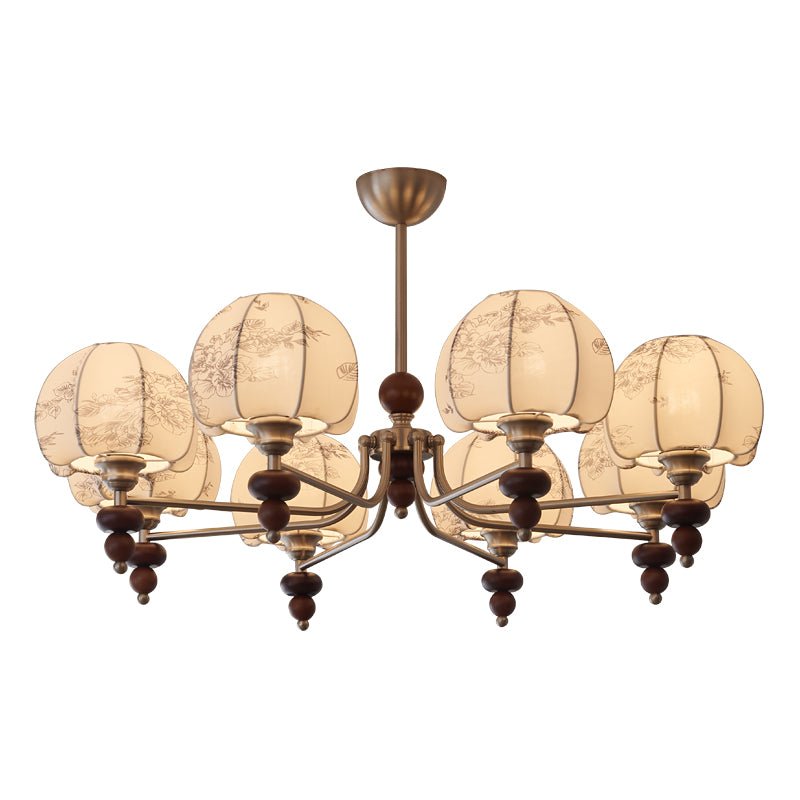 Comirisra Premium Traditional Petal Fabric Wood Chandelier - Letslighting