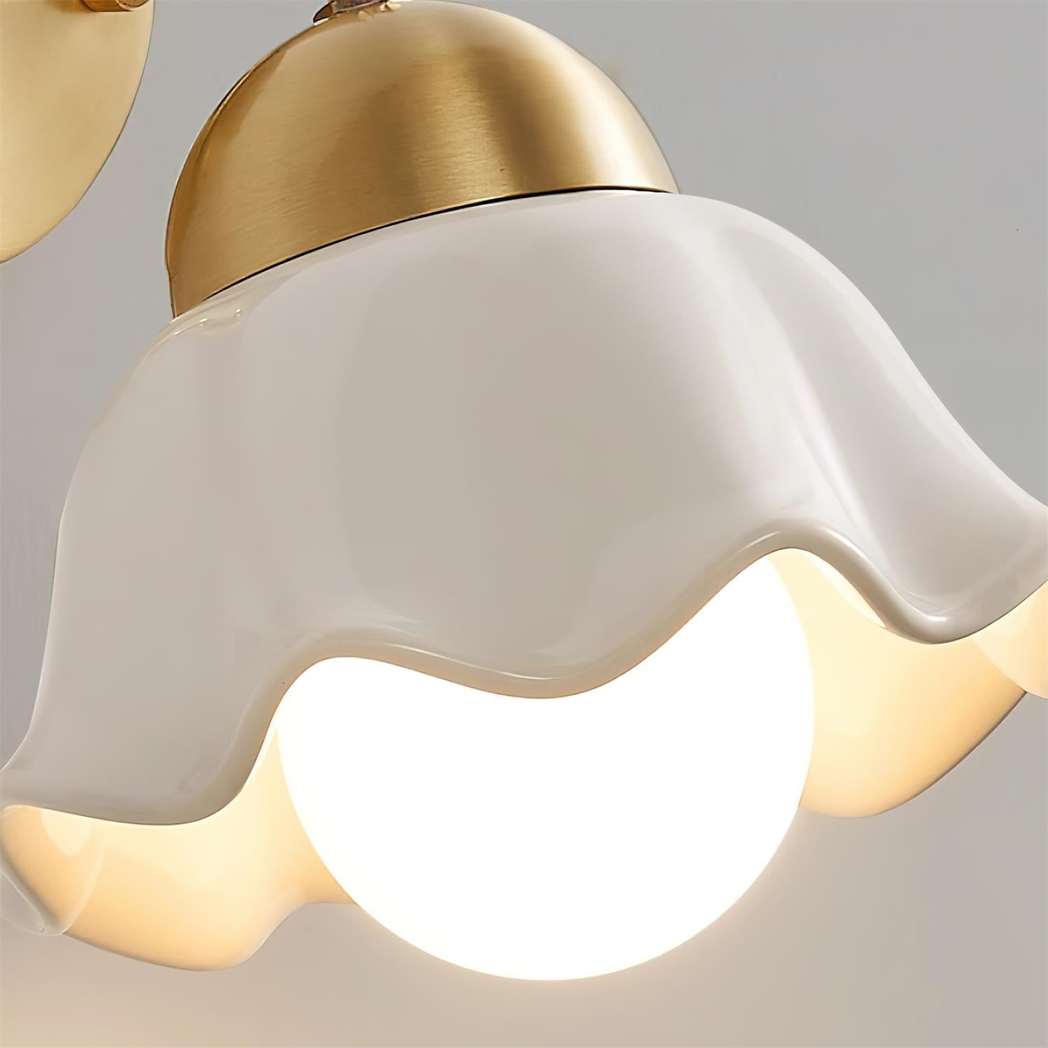 Wall Lamp Brass and Ceramic Wavy Shade Globe Accent Retro Artistic - Letslighting