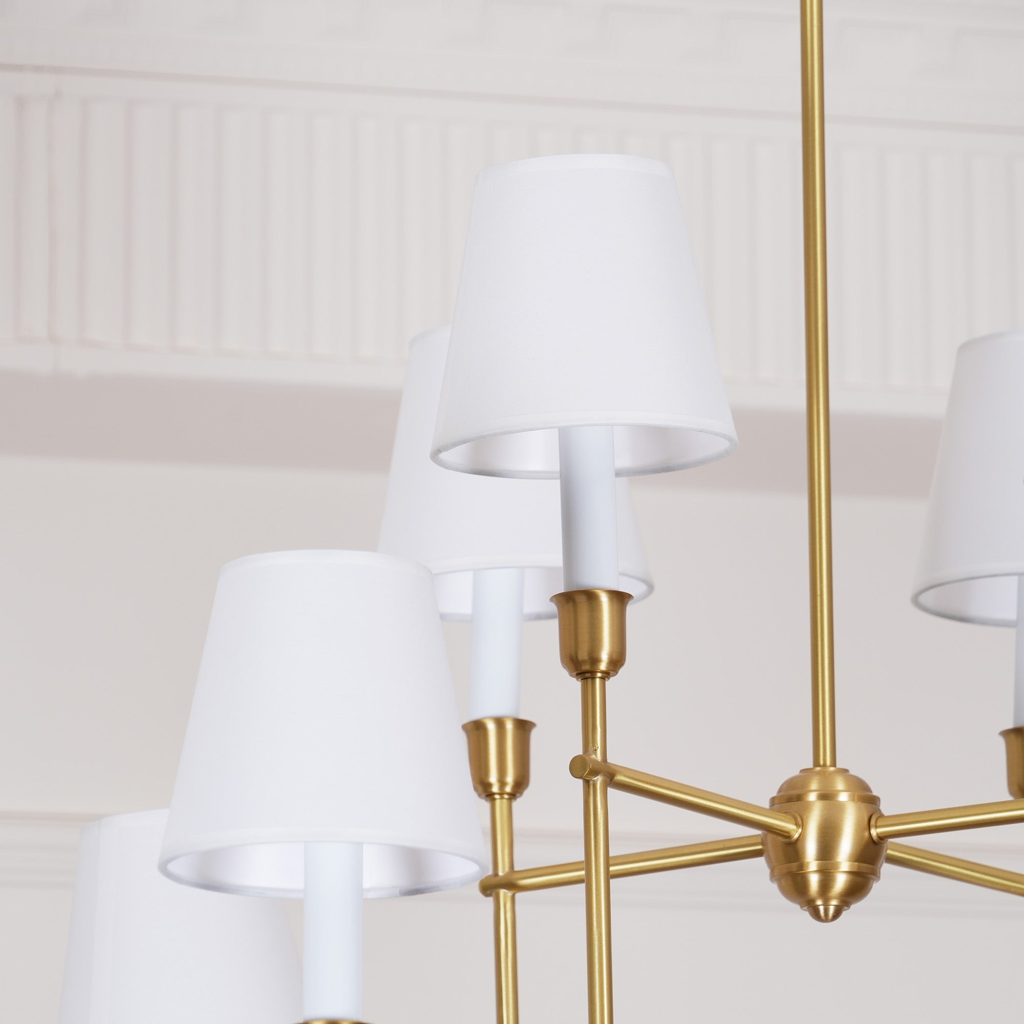 Lustra Chandelier Vendome Brass White Shade - Letslighting