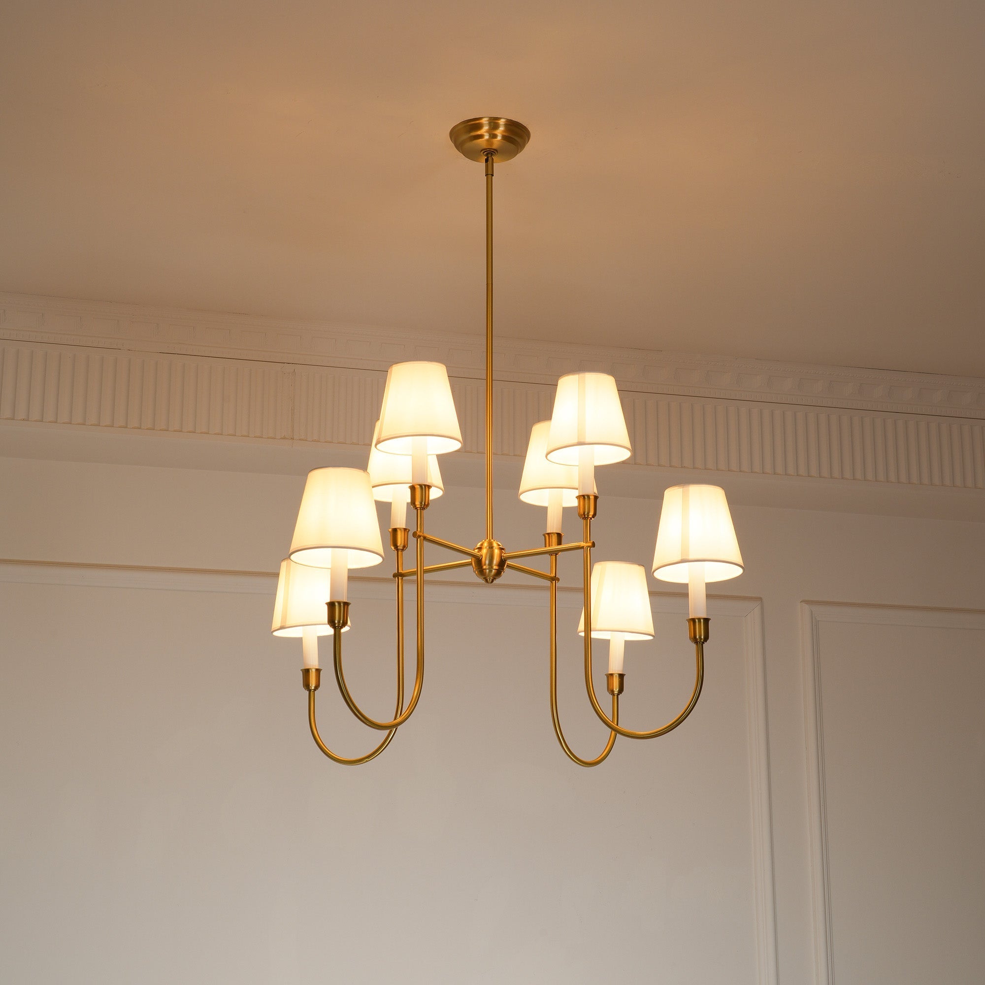 Lustra Chandelier Vendome Brass White Shade - Letslighting
