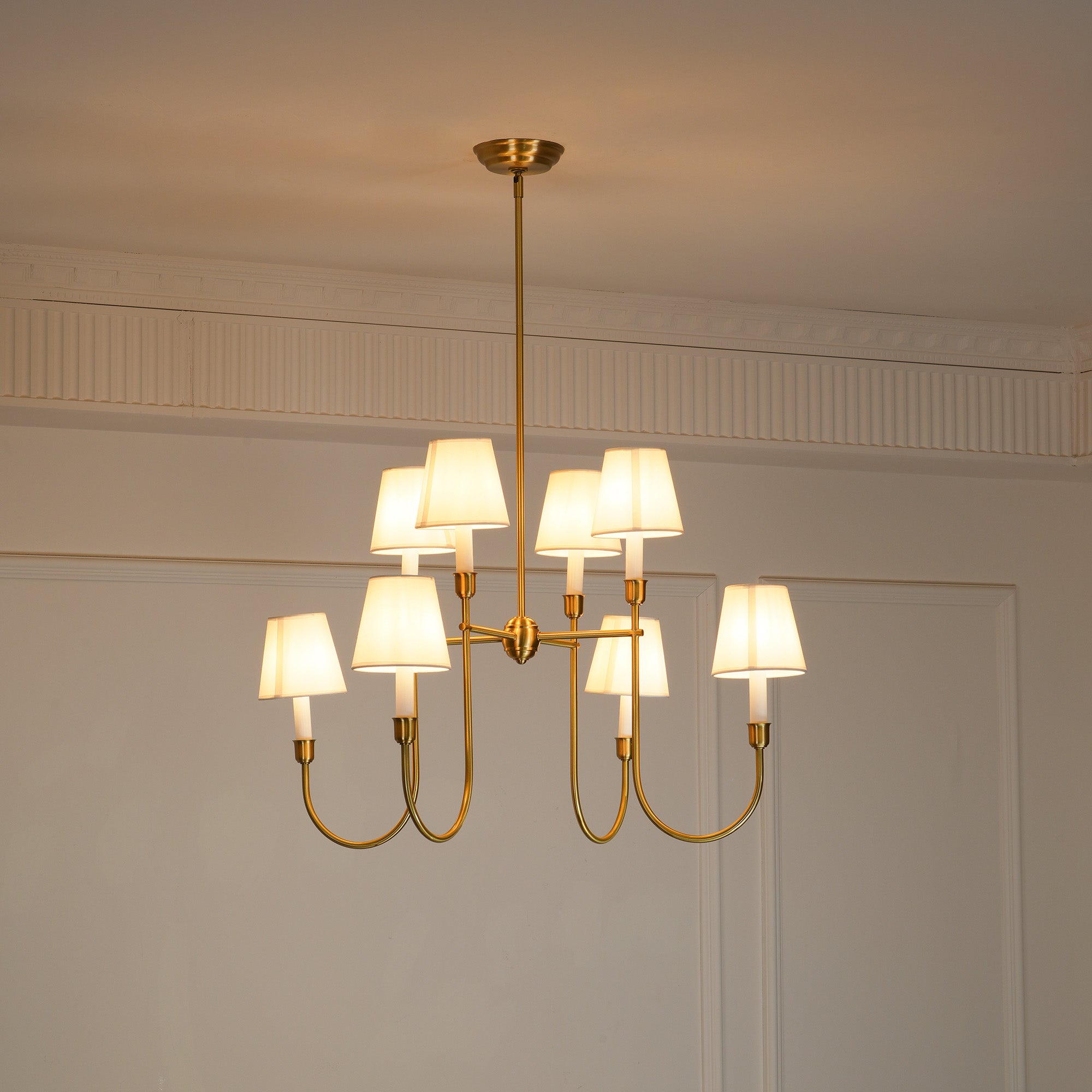 Lustra Chandelier Vendome Brass White Shade - Letslighting
