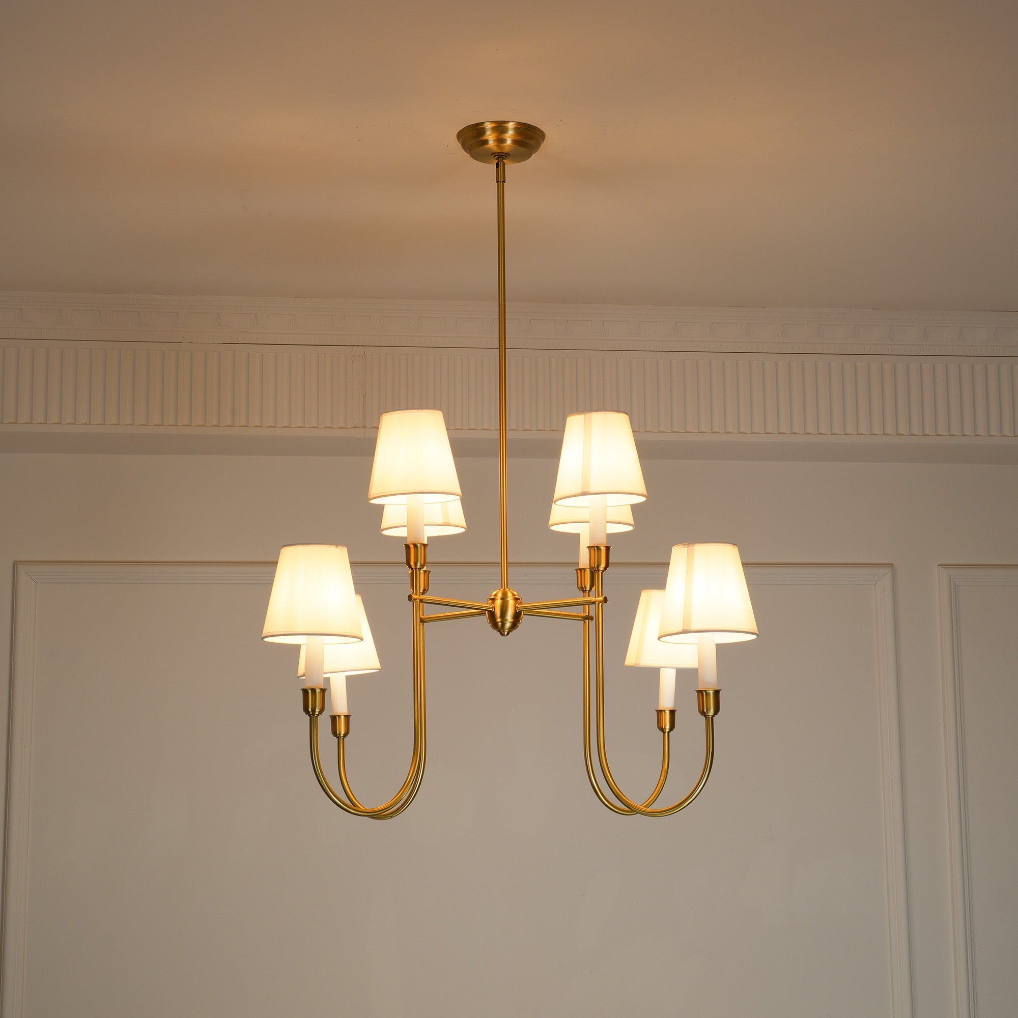 Lustra Chandelier Vendome Brass White Shade - Letslighting