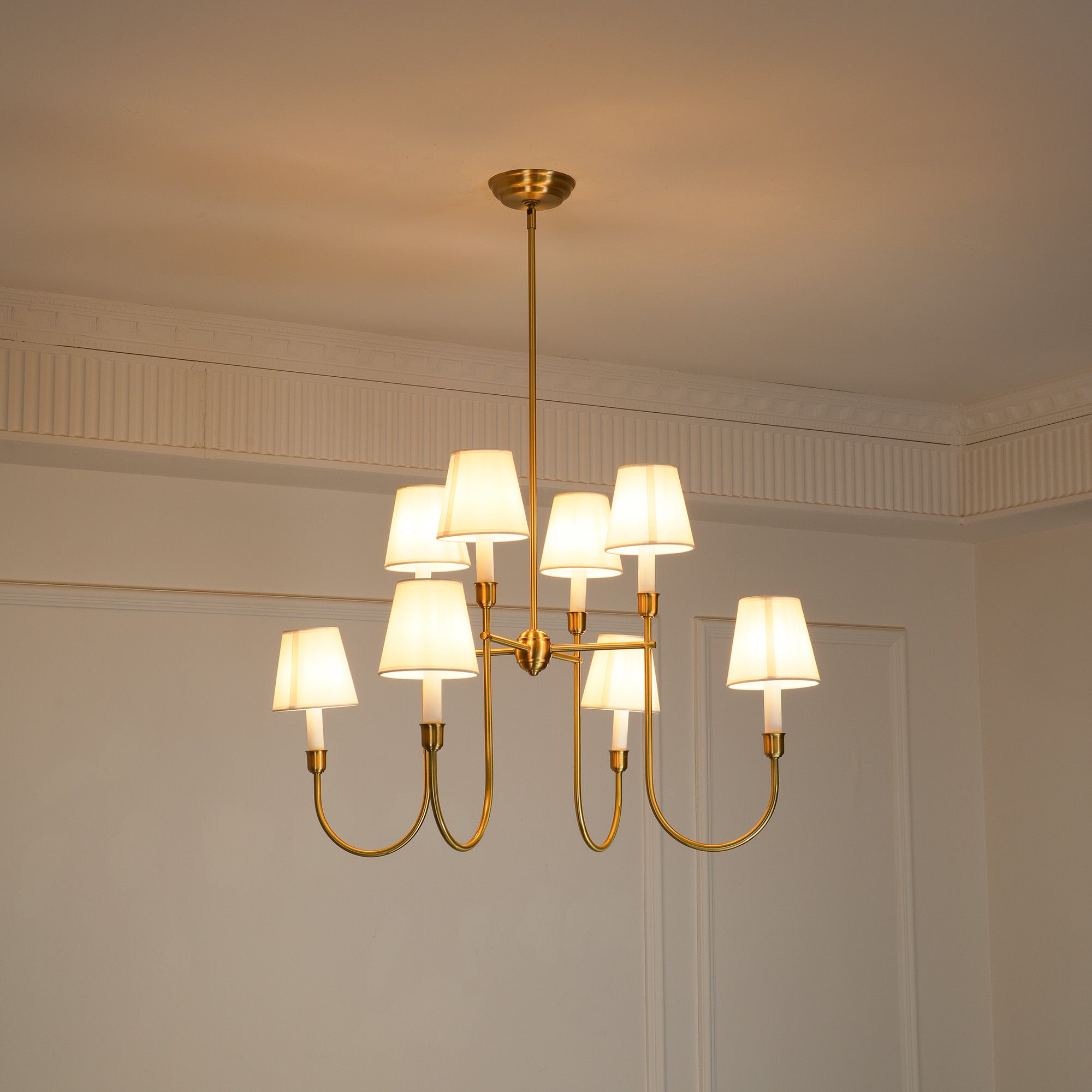 Lustra Chandelier Vendome Brass White Shade - Letslighting