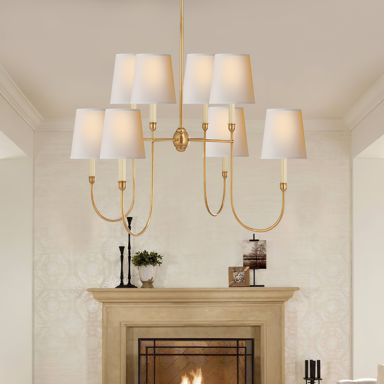 Silva Chandelier Luxury Brass Fabric - Letslighting