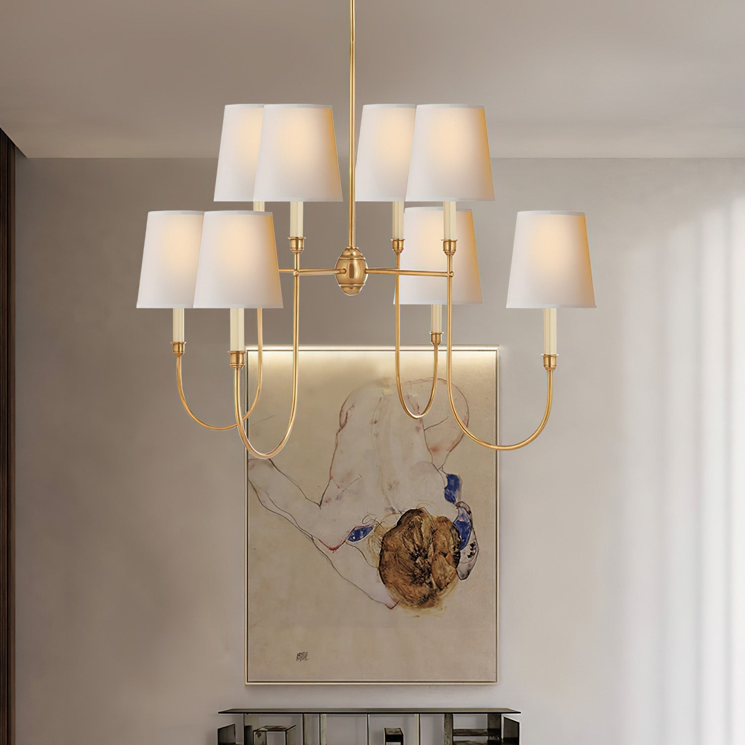 Silva Chandelier Luxury Brass Fabric - Letslighting