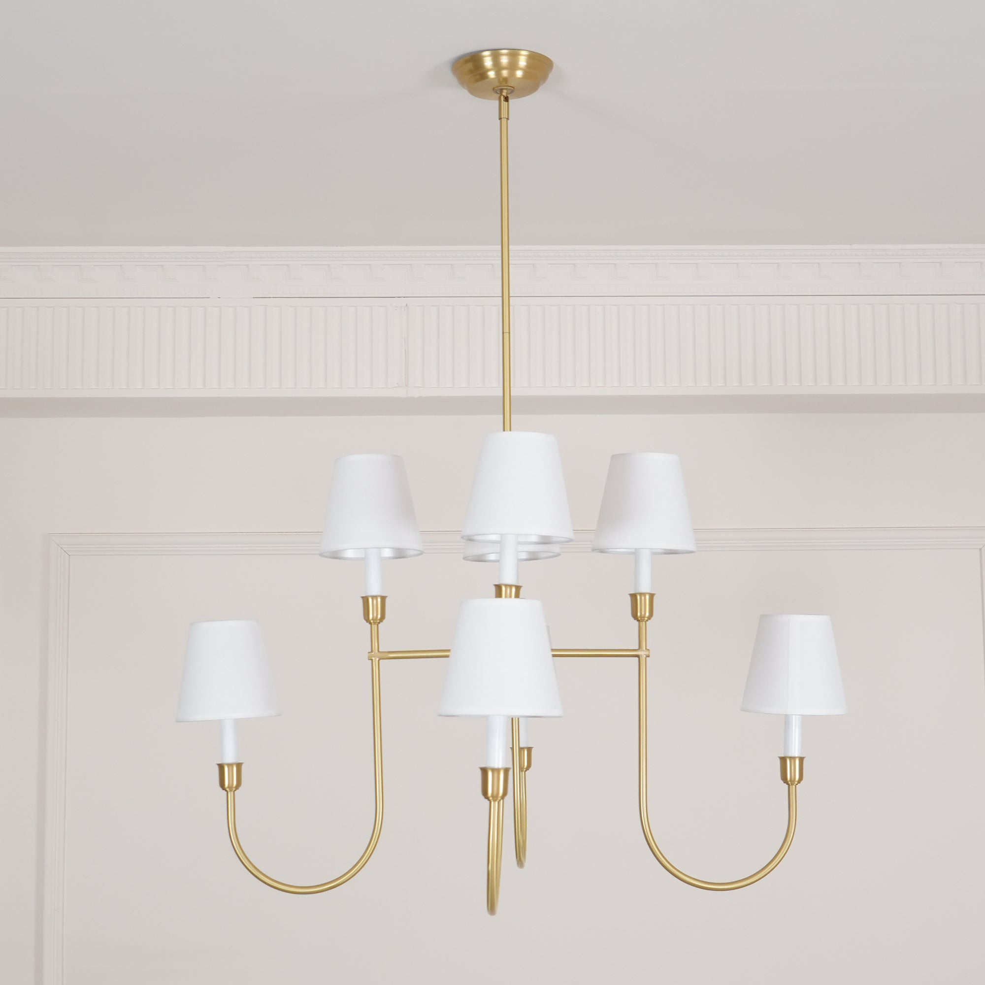 Lustra Chandelier Vendome Brass White Shade - Letslighting