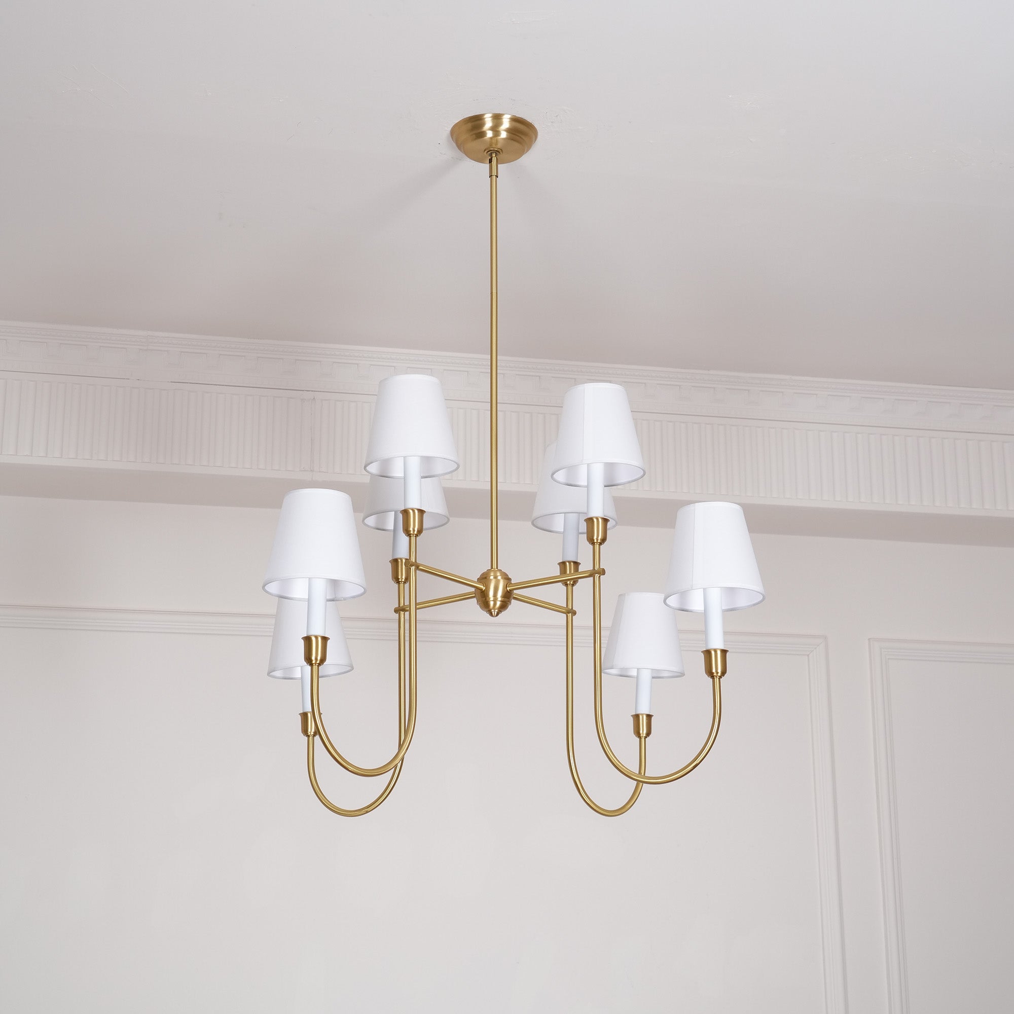 Lustra Chandelier Vendome Brass White Shade - Letslighting