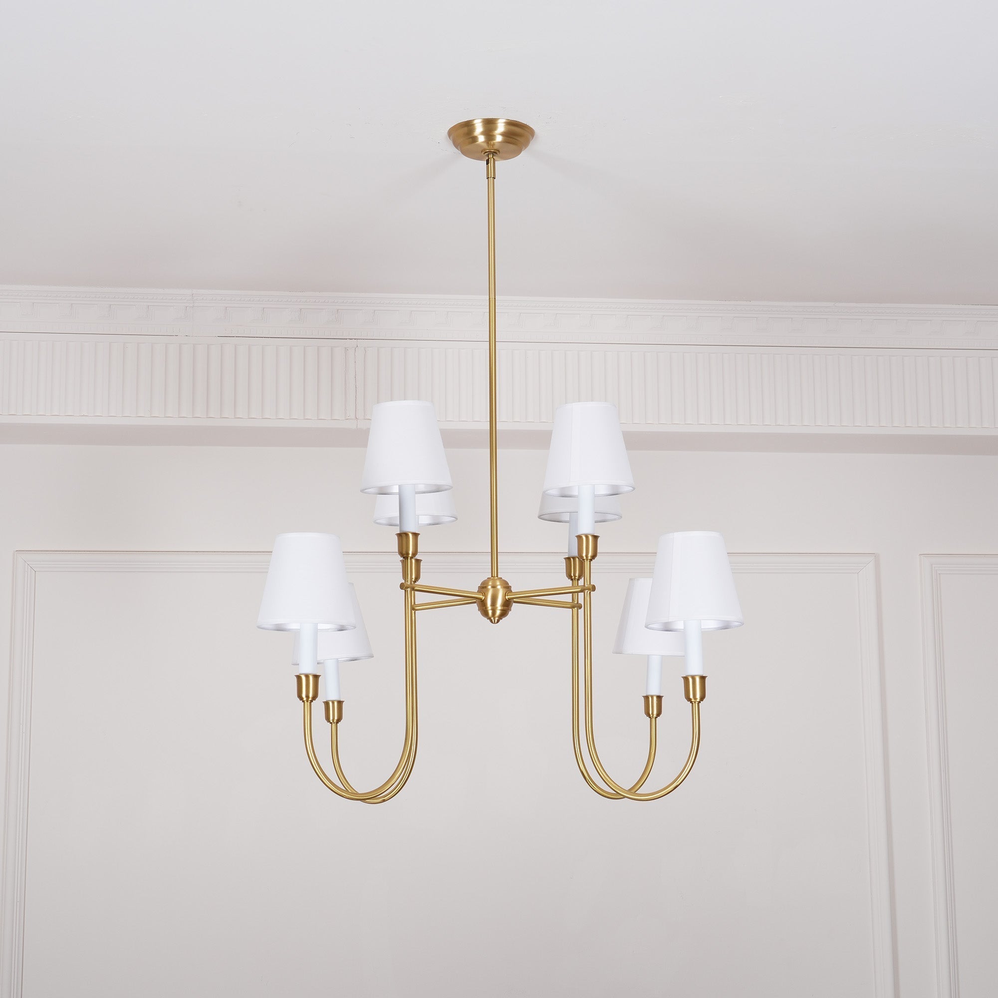 Lustra Chandelier Vendome Brass White Shade - Letslighting