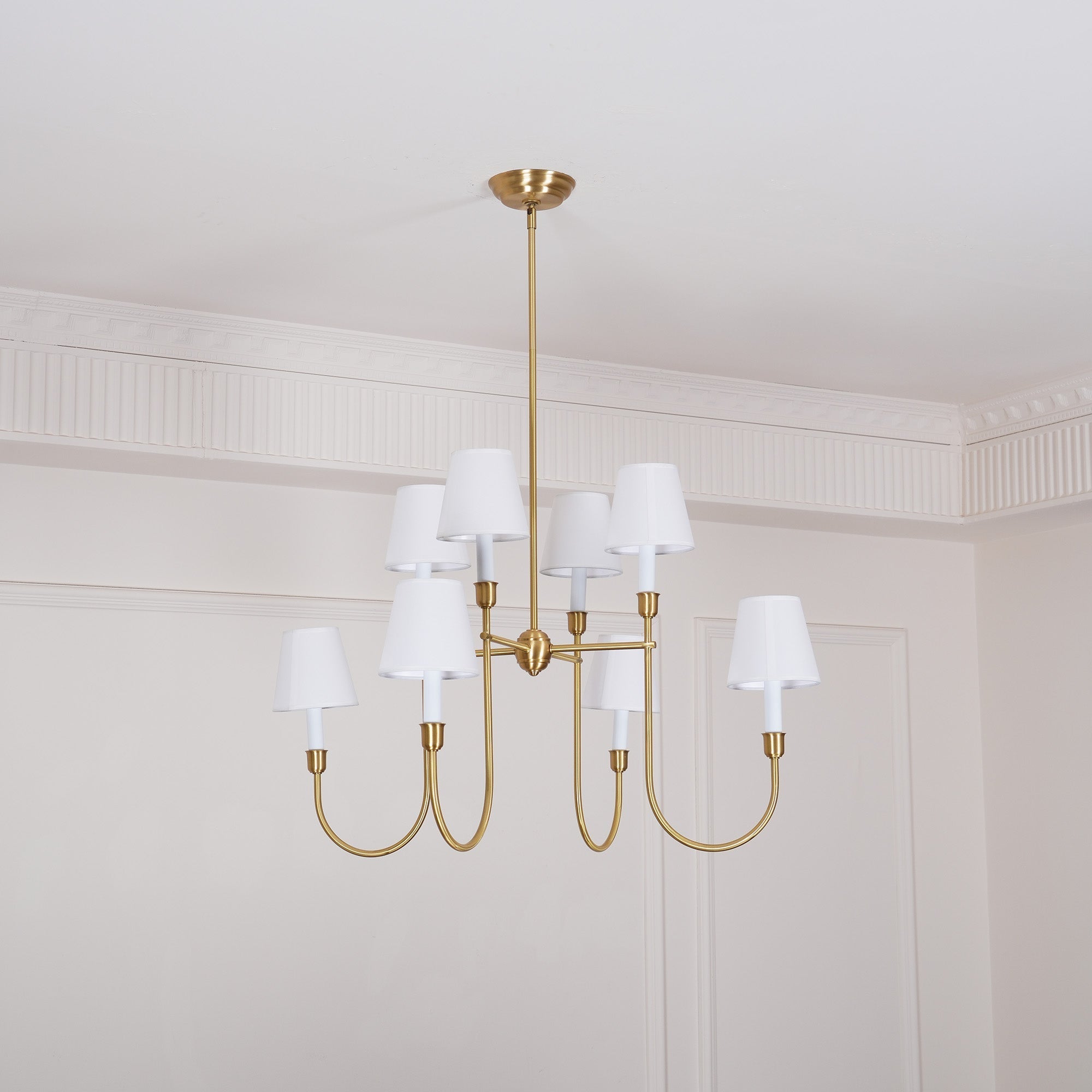 Lustra Chandelier Vendome Brass White Shade - Letslighting