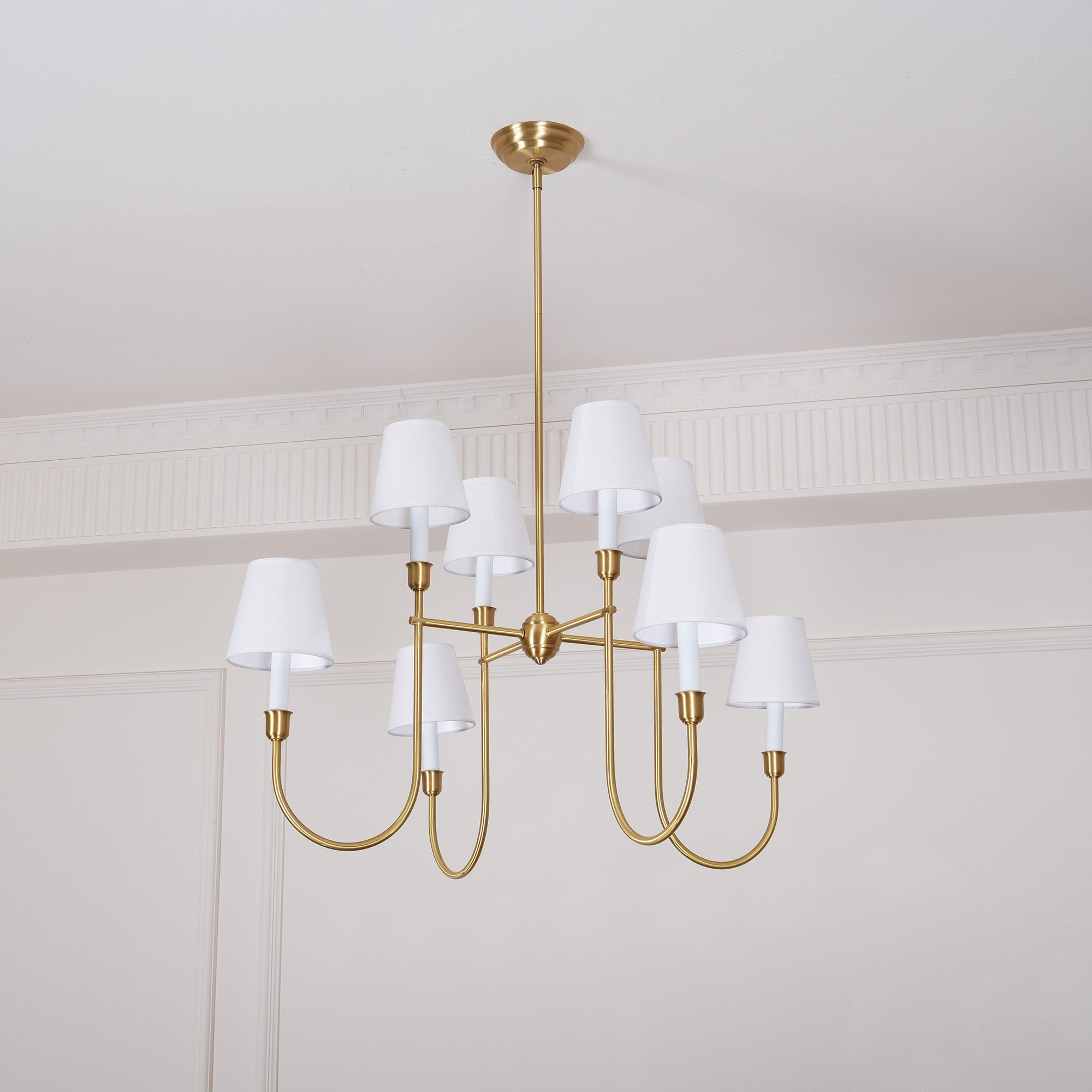 Lustra Chandelier Vendome Brass White Shade - Letslighting