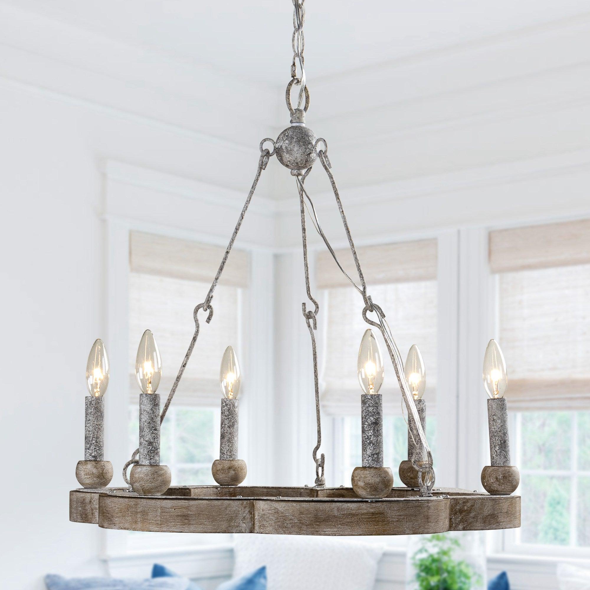 Mysilora Vintage Industrial Wheel Wood Chandelier - Letslighting