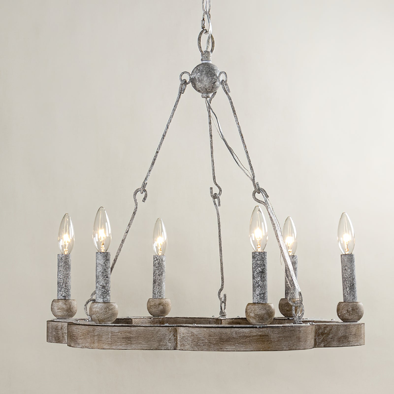 Mysilora Vintage Industrial Wheel Wood Chandelier - Letslighting