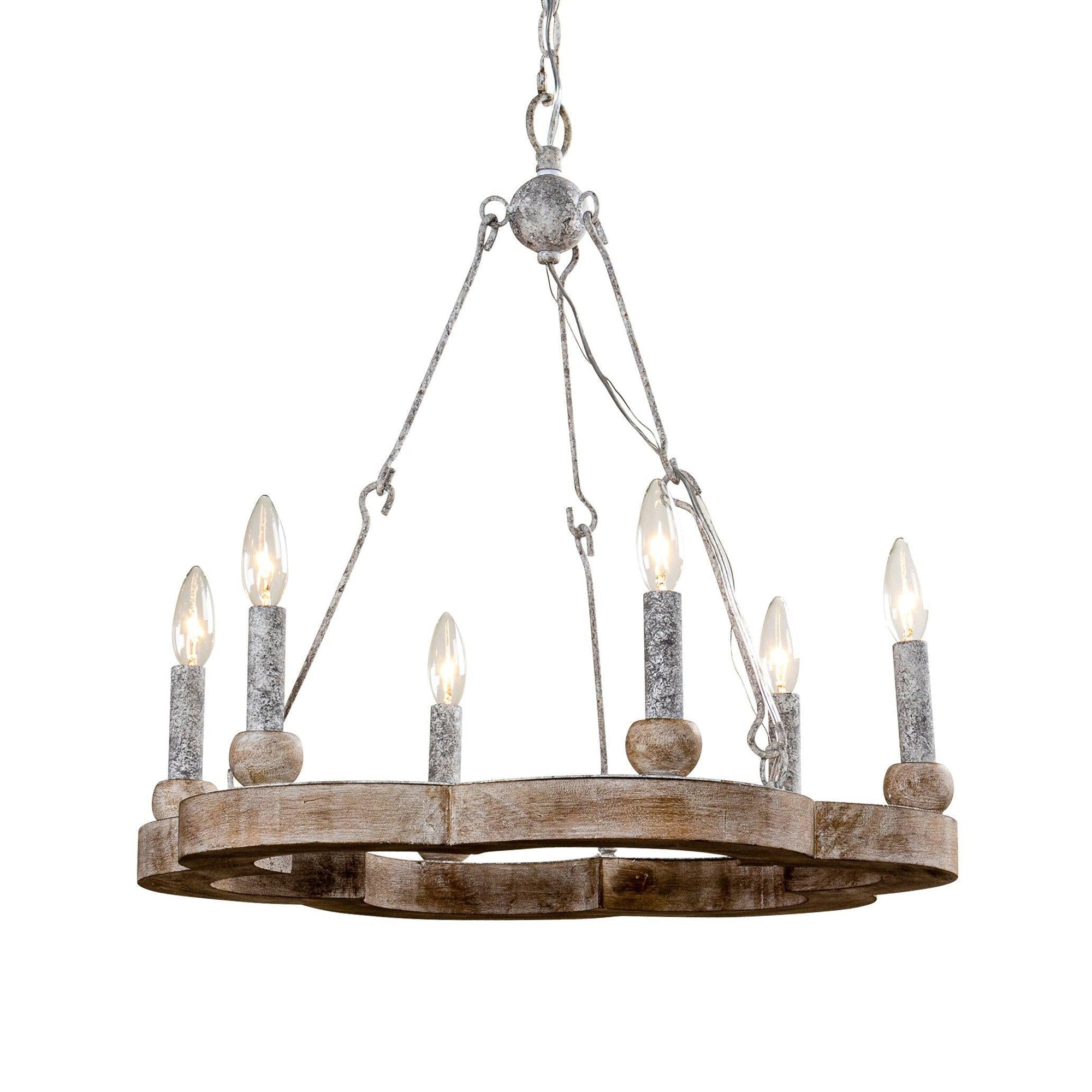 Mysilora Vintage Industrial Wheel Wood Chandelier - Letslighting