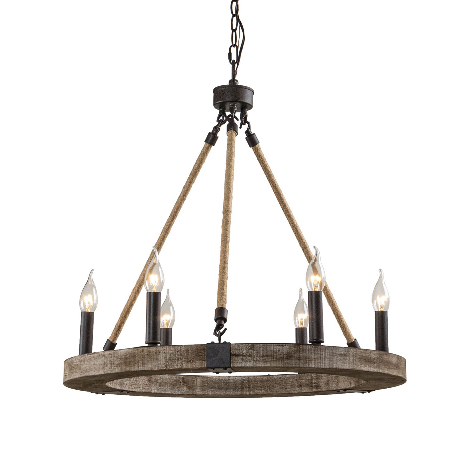 Mysilora Vintage Industrial Wheel Wood Chandelier - Letslighting