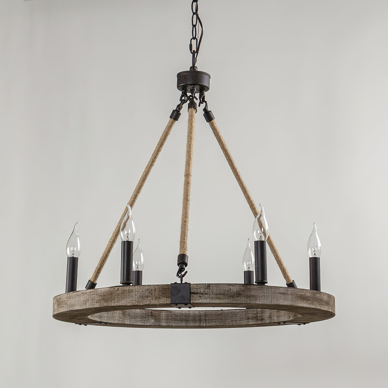 Mysilora Vintage Industrial Wheel Wood Chandelier - Letslighting