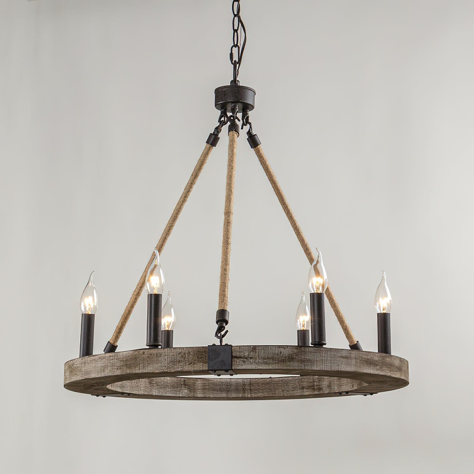 Mysilora Vintage Industrial Wheel Wood Chandelier - Letslighting