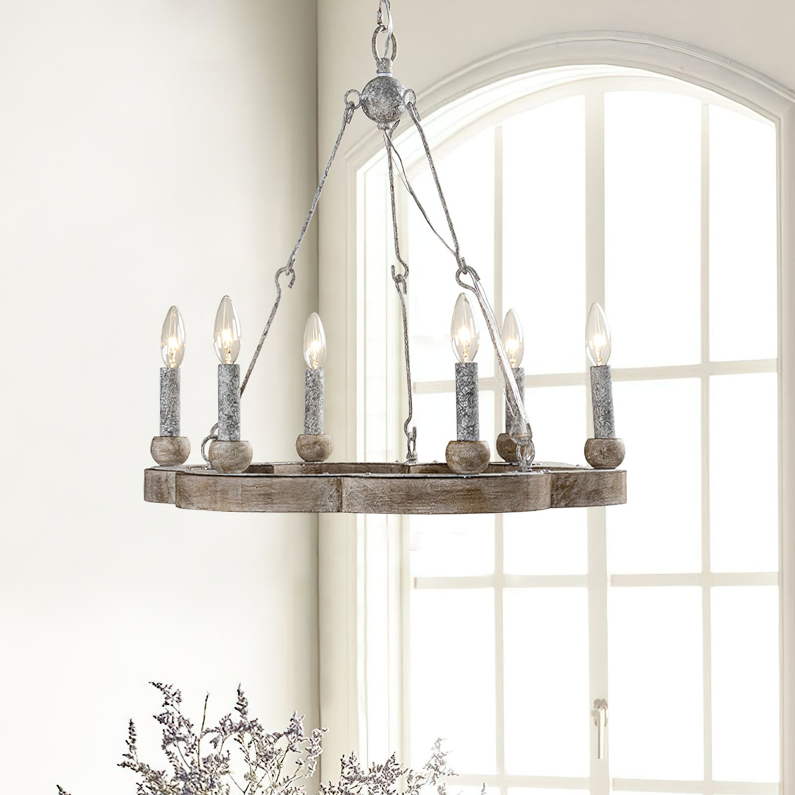 Mysilora Vintage Industrial Wheel Wood Chandelier - Letslighting