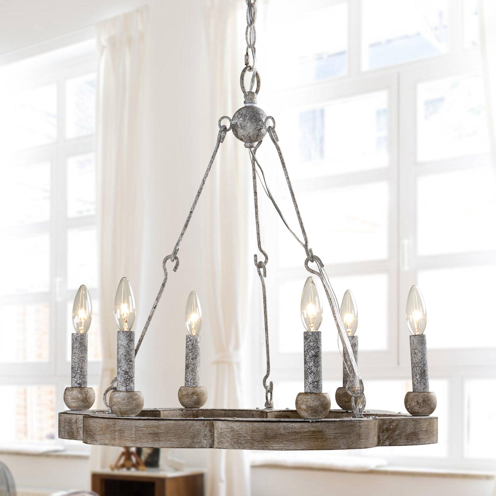 Mysilora Vintage Industrial Wheel Wood Chandelier - Letslighting