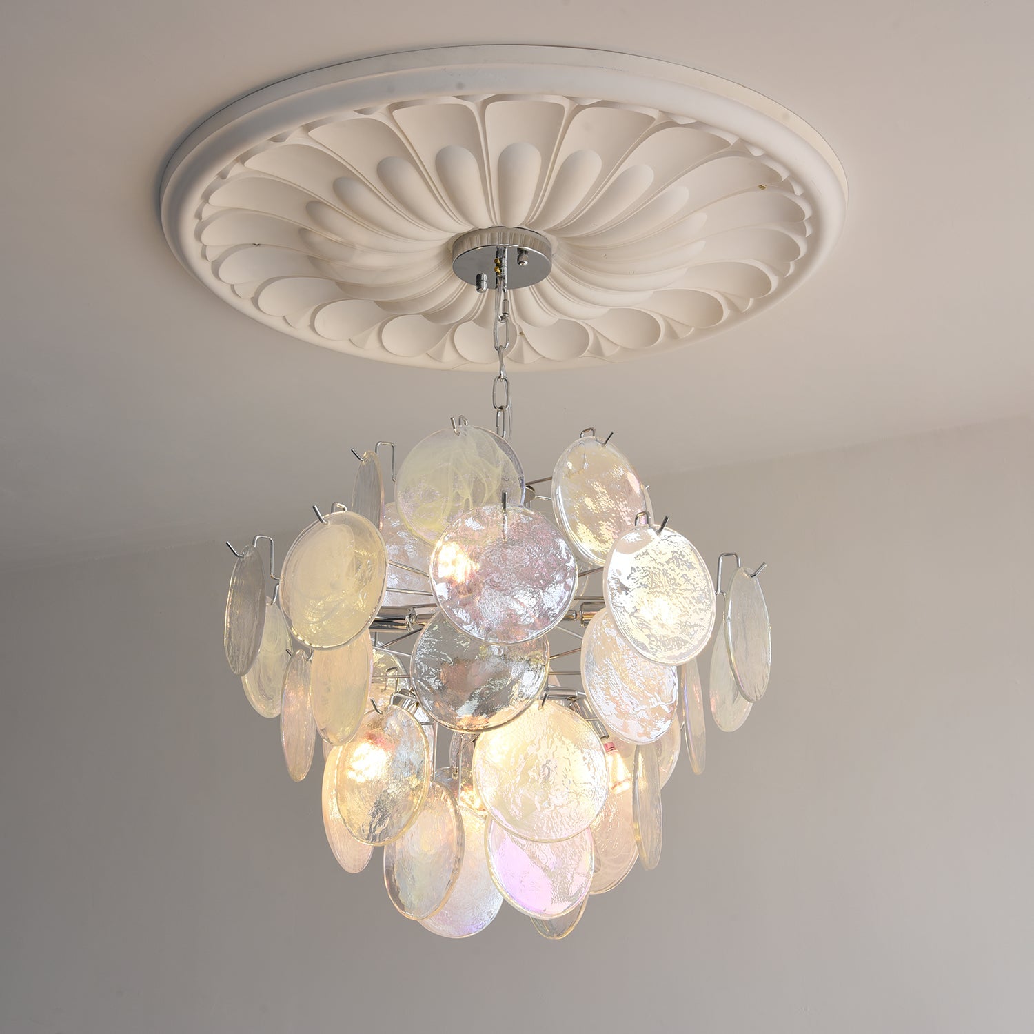 Venfield Chandelier Iridescent Glass Disc Cascade - Letslighting