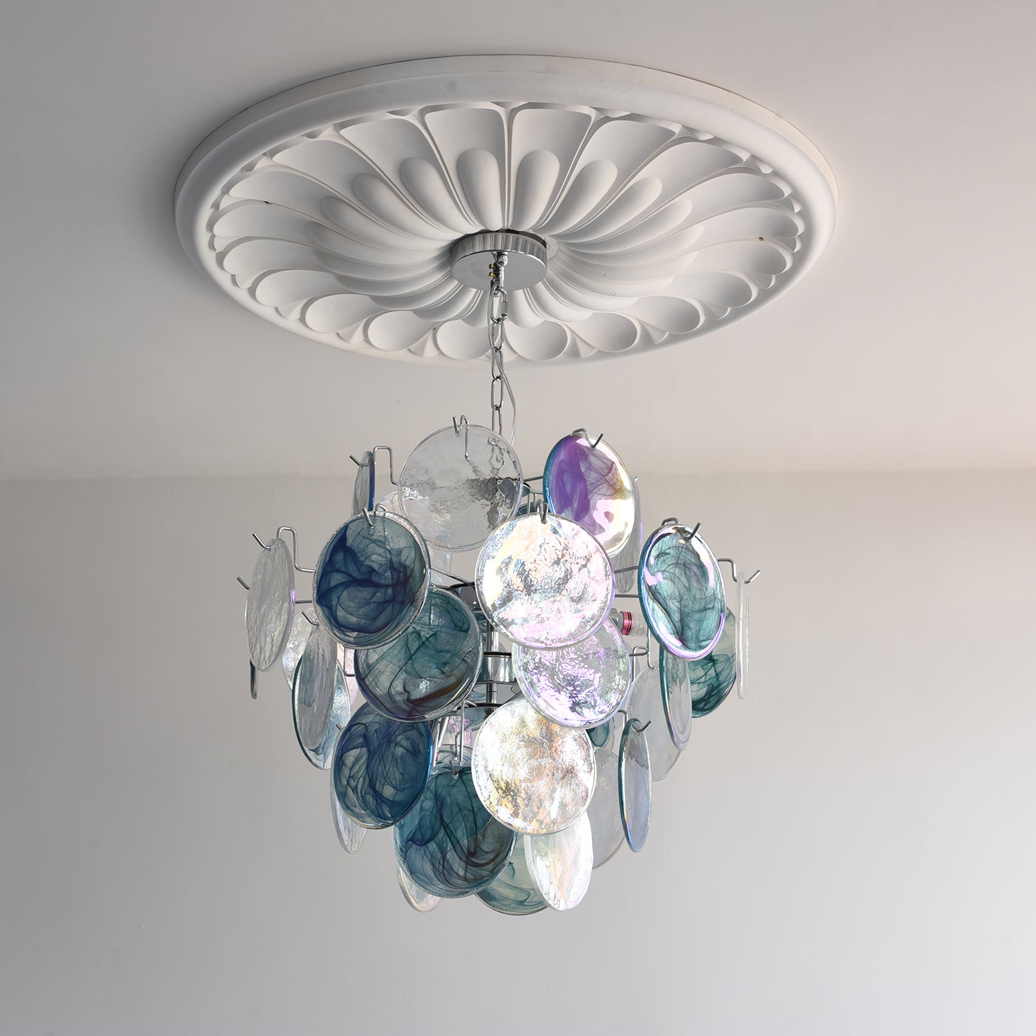 Venfield Chandelier Iridescent Glass Disc Cascade - Letslighting