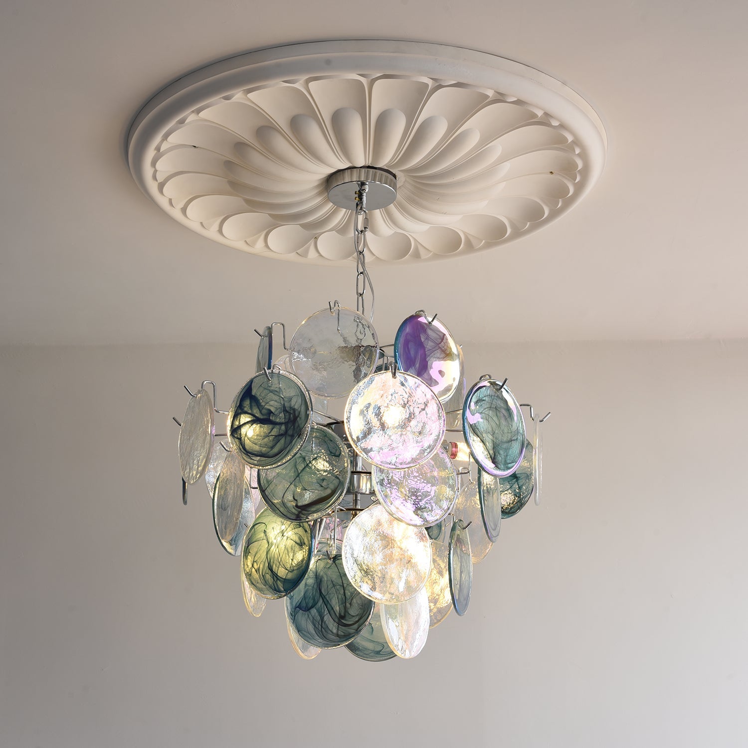 Venfield Chandelier Iridescent Glass Disc Cascade - Letslighting