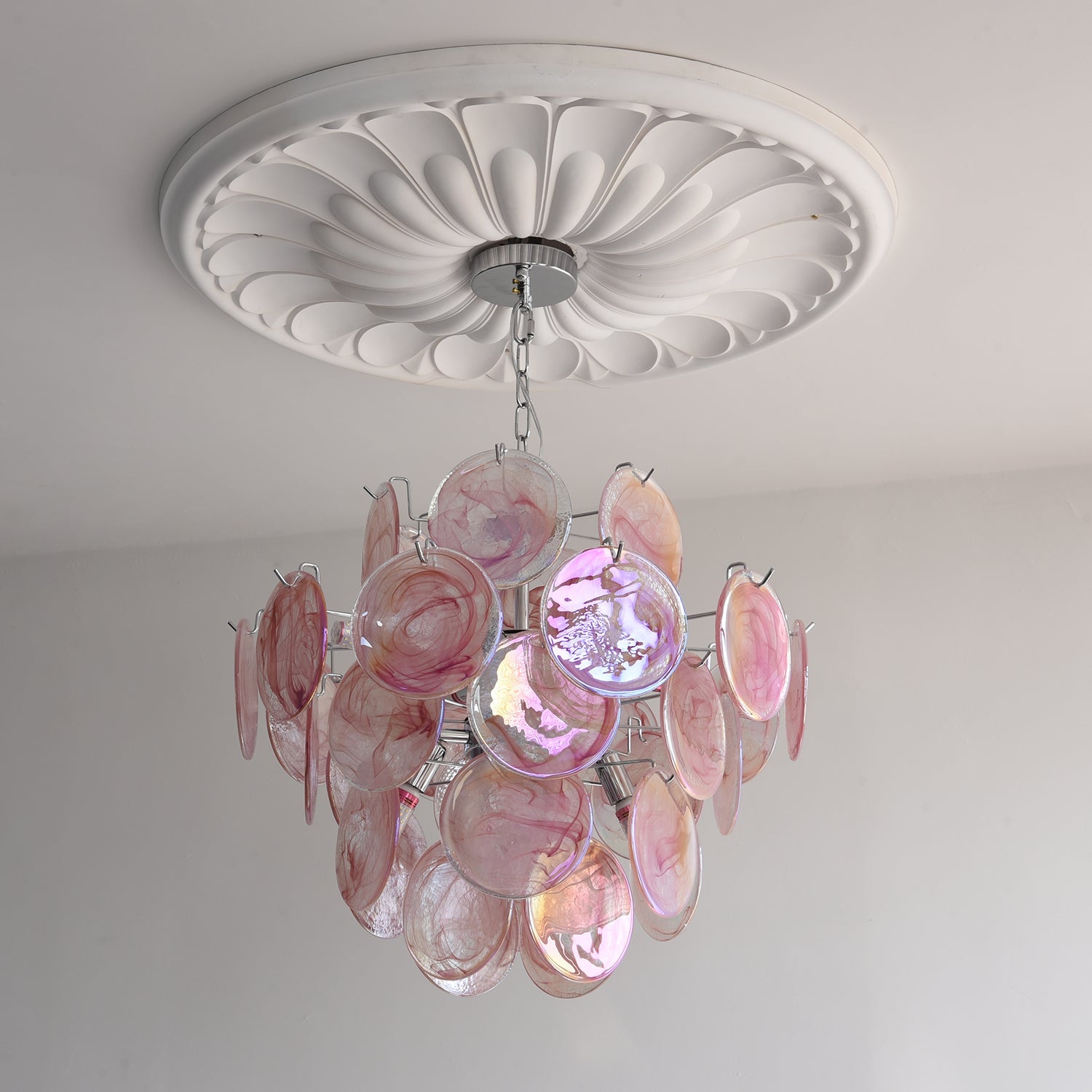 Venfield Chandelier Iridescent Glass Disc Cascade - Letslighting