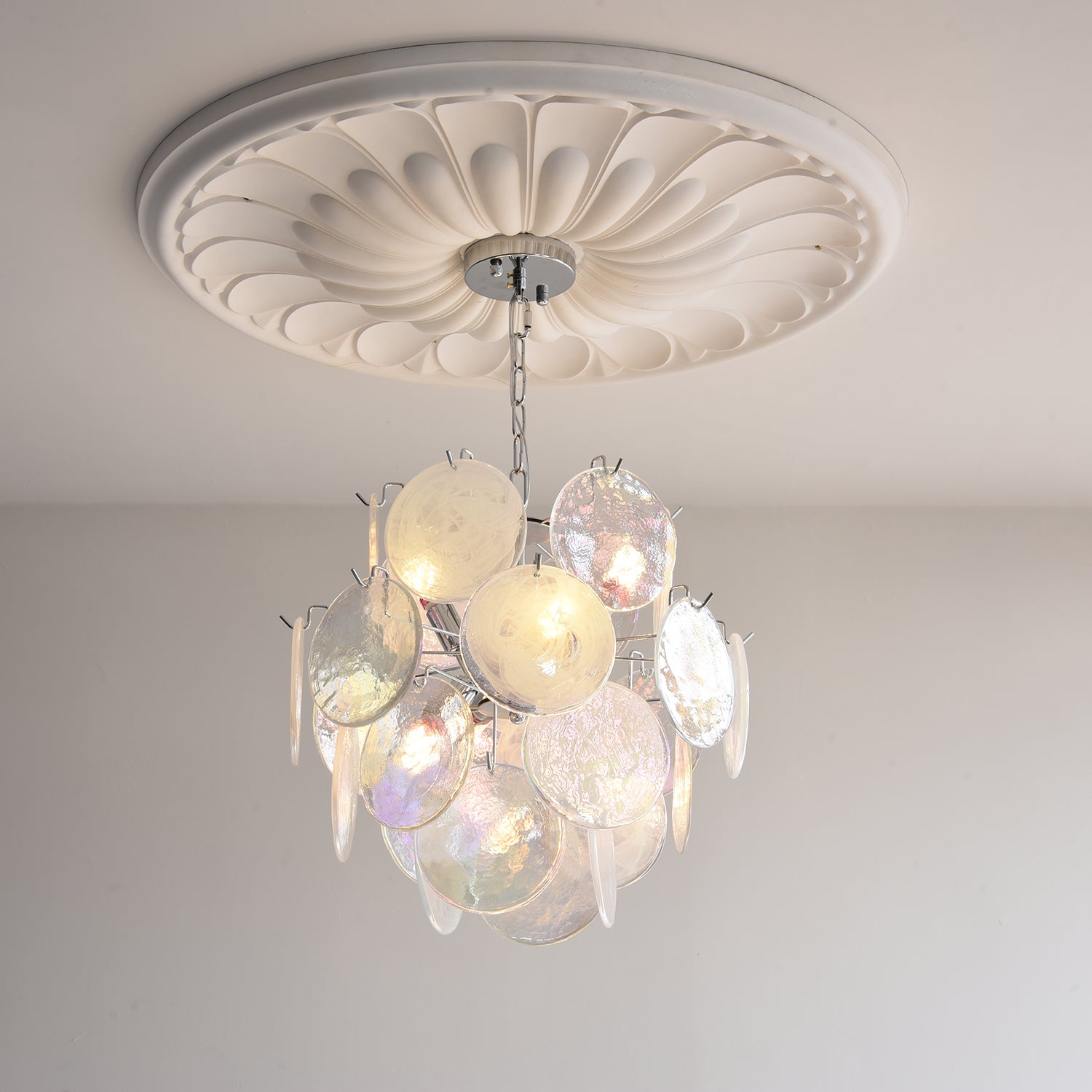Venfield Chandelier Iridescent Glass Disc Cascade - Letslighting