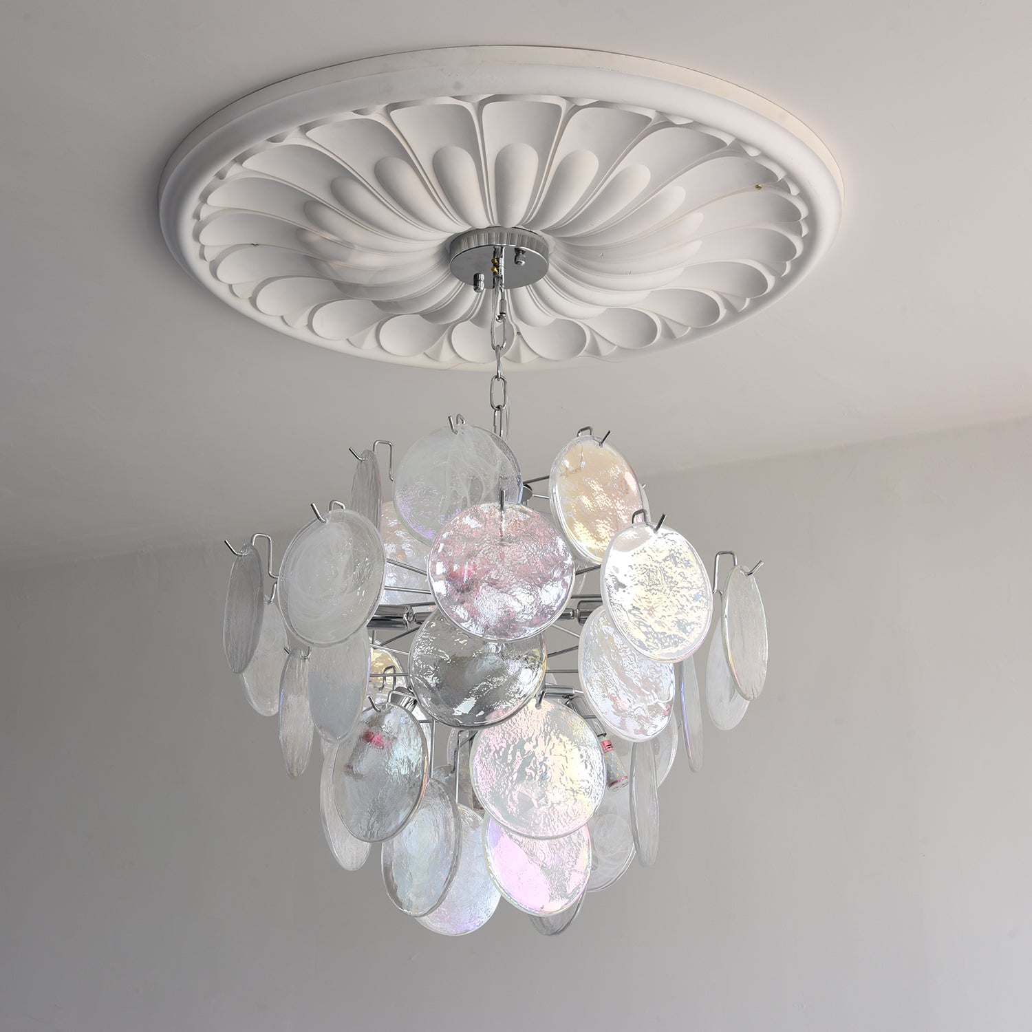 Venfield Chandelier Iridescent Glass Disc Cascade - Letslighting
