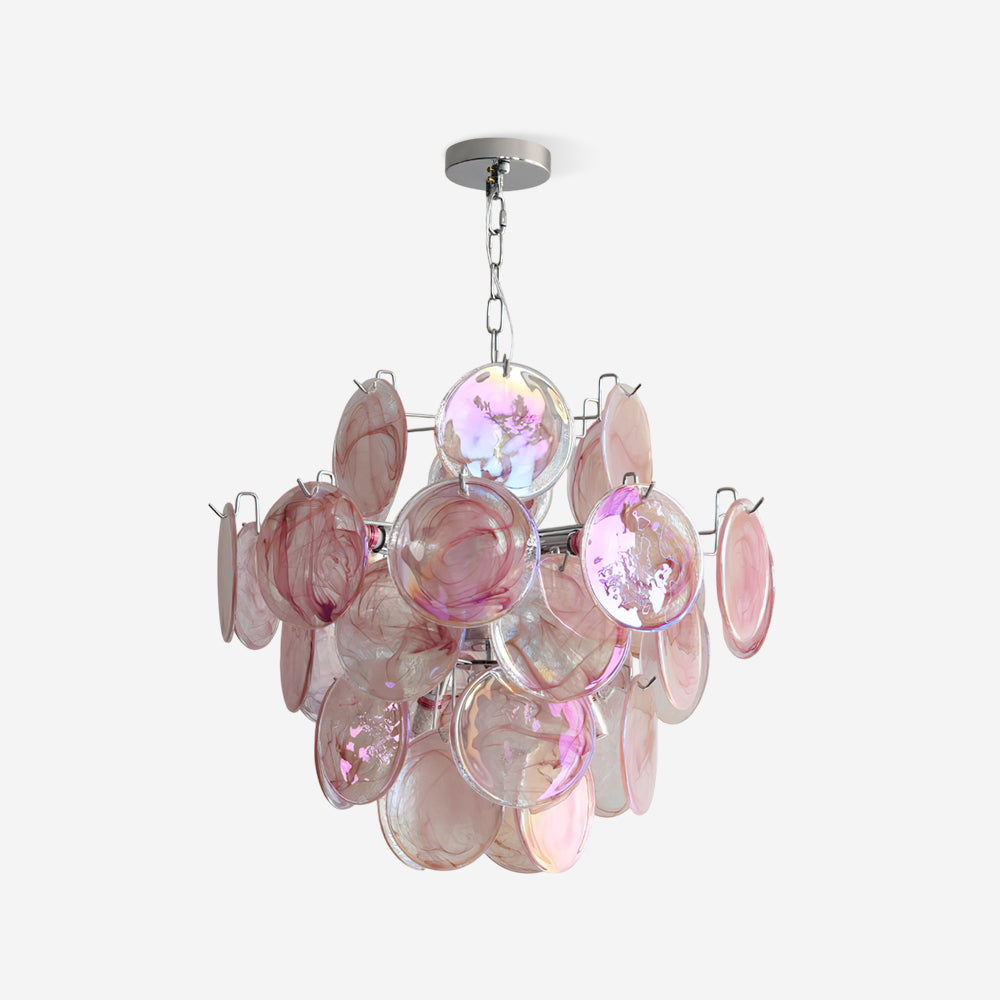 Venfield Chandelier Iridescent Glass Disc Cascade - Letslighting