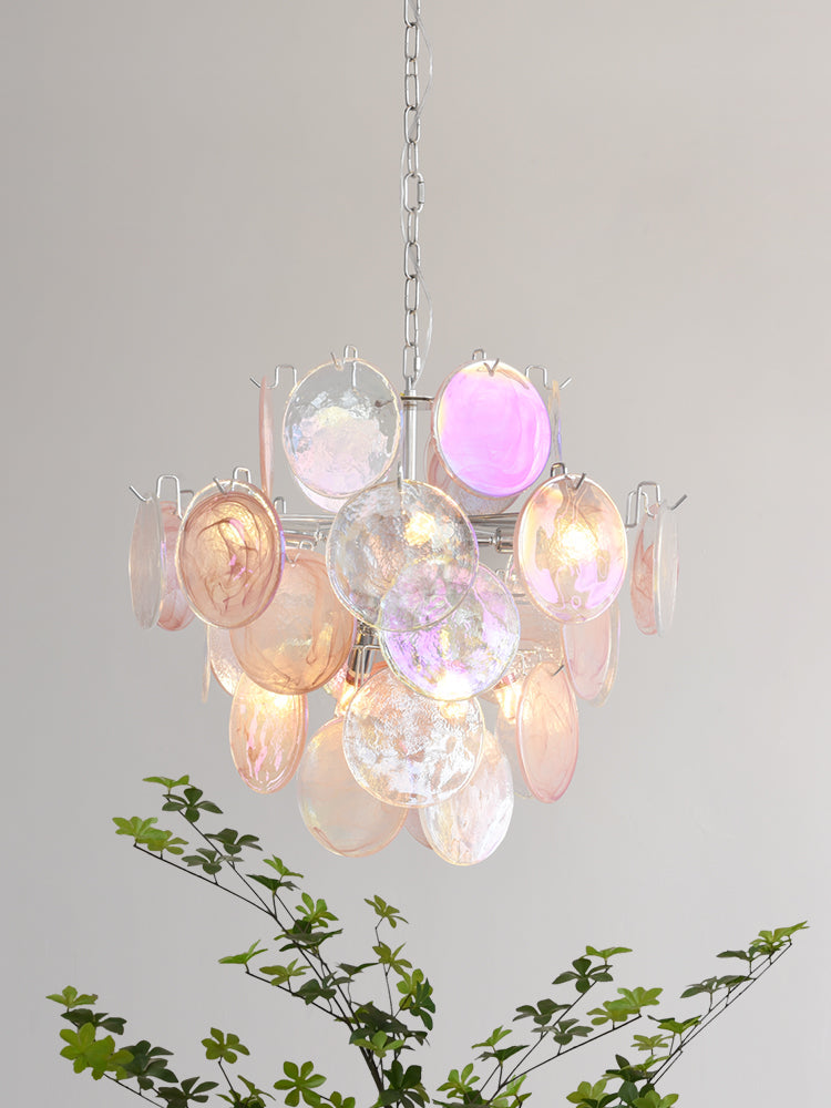 Venfield Chandelier Iridescent Glass Disc Cascade - Letslighting