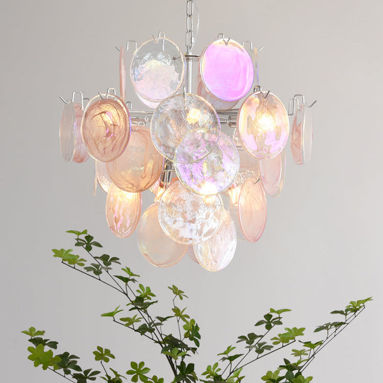 Venfield Chandelier Iridescent Glass Disc Cascade - Letslighting