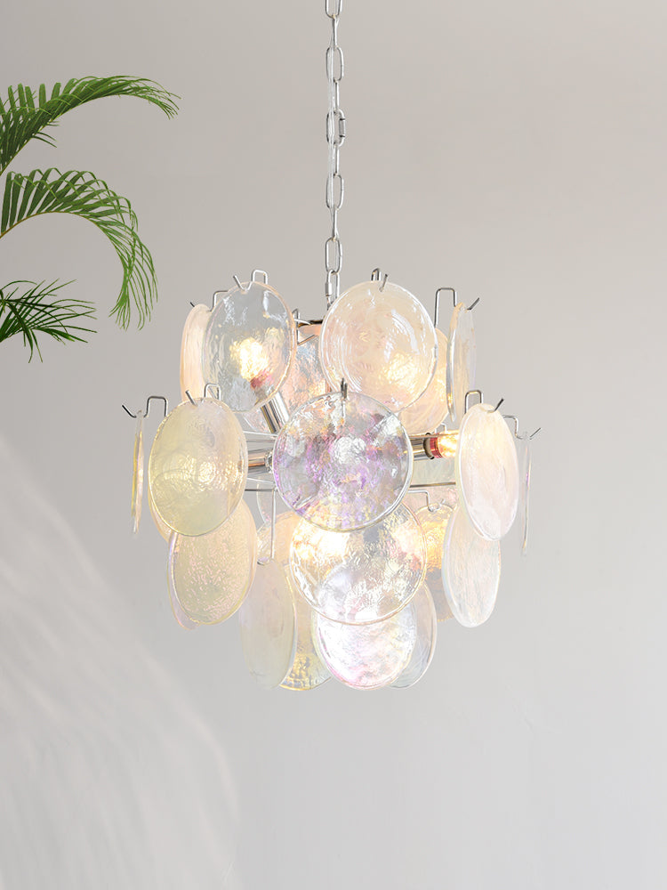 Venfield Chandelier Iridescent Glass Disc Cascade - Letslighting