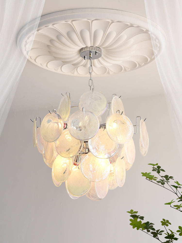 Venfield Chandelier Iridescent Glass Disc Cascade - Letslighting