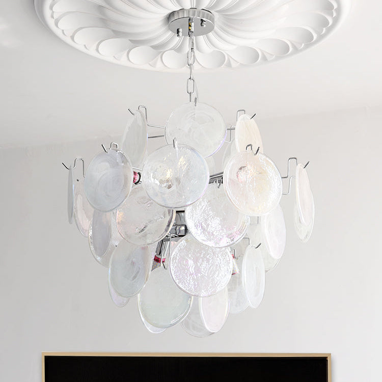 Venfield Chandelier Iridescent Glass Disc Cascade - Letslighting